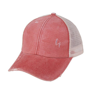 Criss Cross Baseball Cap Sunshade Breathable Cotton Ponytail Hat Headwear Outdoor Sports Wear With Adjustable Back Closure